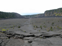 A trail across the crater