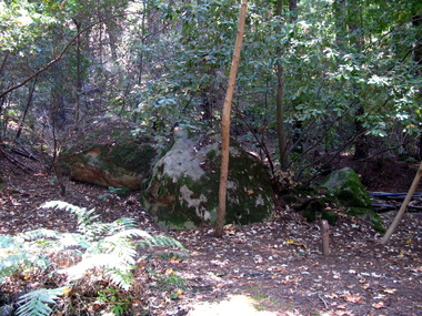 Boulders deposited along the alluvial fan