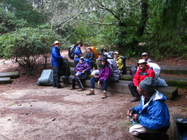 Taking a breather while the troop leaders
                       scope out the campsites