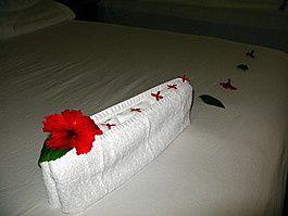 Each day, the housekeeping staff would adorn the room with flowers in creative ways