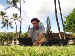 Writing in front of the Lahaina public library