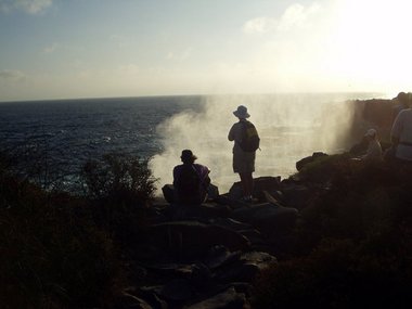 Kim and Johanna watch the blowhole