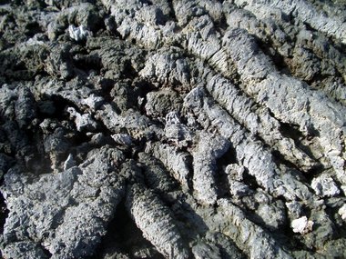 The rippled texture of the lava