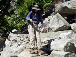 Lori steps gingerly at the end of a long day