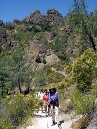 The group pretends to hike