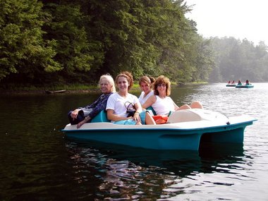 Babes in a paddleboat