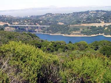 The Lower Crystal Springs Reservoir, the 280 bridge, and Mt. Diablo