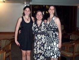 Maya, Nancy, and Ayla at Shabbat