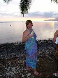 Ann, as the sun sets over Lanai