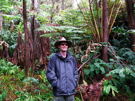 Bill (and his stomach) happy to be in the rain forest (with rain!)