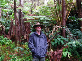 Bill (and his stomach) happy to be in the rain forest (with rain!)