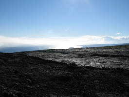The lava runs to the sea