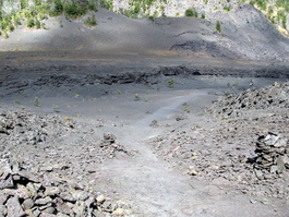 A trail goes down it