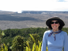 Lori above the Kilauea Caldera and Halema'uma'u Crater