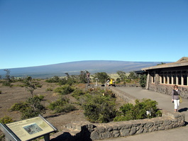 Mauna Loa (the worlds largest mountain by volume) looms beyond the Jagger Museum