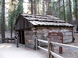 Lori checks out the old Gamlin cabin