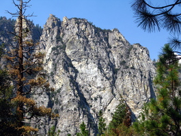 Rocky crags across the valley from the Roaring River
