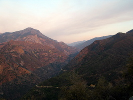 Entrance to Kings Canyon at sunset (contrast with sunrise)