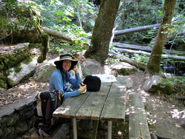 Nice lunch spot outside the cave next to a stream