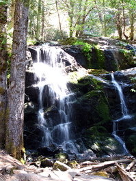 A waterfall along the trail down to the cave