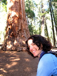 Lori takes a break next to the Prez