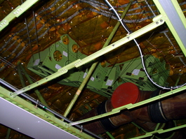 They had to route the rudder control wires around the telescope's bulkhead. Here is the first turn facing forward.