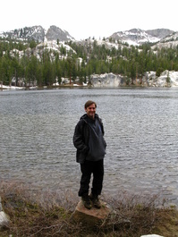 Bill by Upper Twin Lake; compare the peaks
                            behind with the George Lake photos