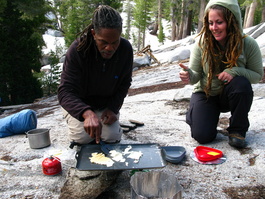 PJ flips pancakes, calls them crepes, and
                            Carrie is psyched