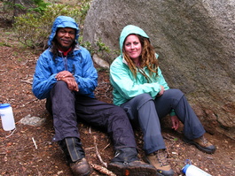 PJ hides his nausea and Carrie hides her
                            cigarette while eating (or not eating) lunch at
                            Upper Twin Lake