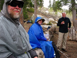 Steve, Anne, and Steve chow down at Upper
                            Twin Lakes