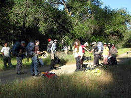 The group gathers for the elevator ride to
                            Manzanita Point