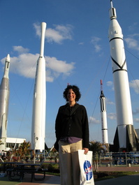 Lori in the rocket garden