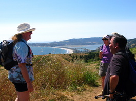 Deb, Pam, Joe, and Dave share a story
                       while taking a short break after the first
                       climb out of Stinson Beach