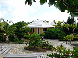 The bungalows from the pool
