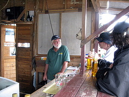 Steven and Lori chat with the owner