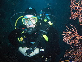 Steven swims through the crevice