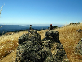 Milon, Lori, and Jen take a break as we
                       leave the Long Ridge OSP