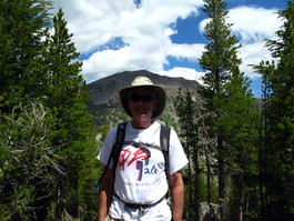 David poses in front of Mt. Rose, which was darkened by clouds all day