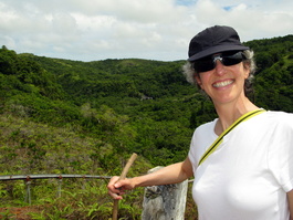 Lori with the Ngardmau falls in the background