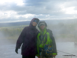 Lori survives a soaking by the geyser