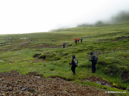 While half the team ascended the peak in the rain, we descended in the rain