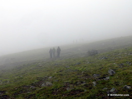 Hikers in the mist