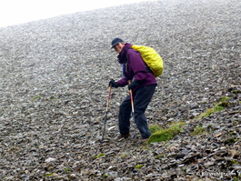 Lori descends the scree slope