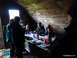 Lunch in a quonset hut in the middle of nowhere (but at least out of the rain)