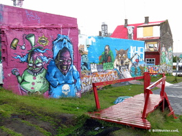 Our first encounter in Reykjavík was a skateboard park covered in murals and graffiti