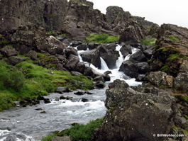 Waterfalls flow into the drowning pool where women were drowned for their misdeeds