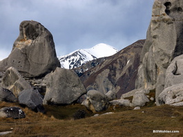 Snow caps above the rocks