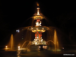 The peacock fountain in the botanical garden