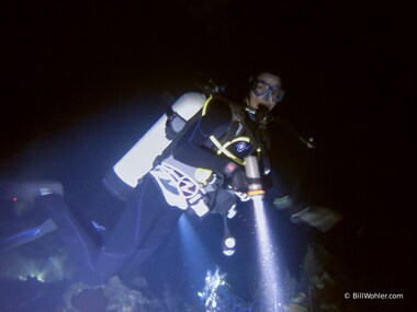 Lori dives at night