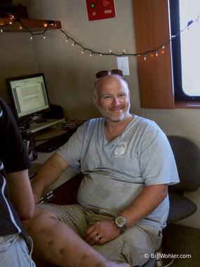 Rob works on the dive log